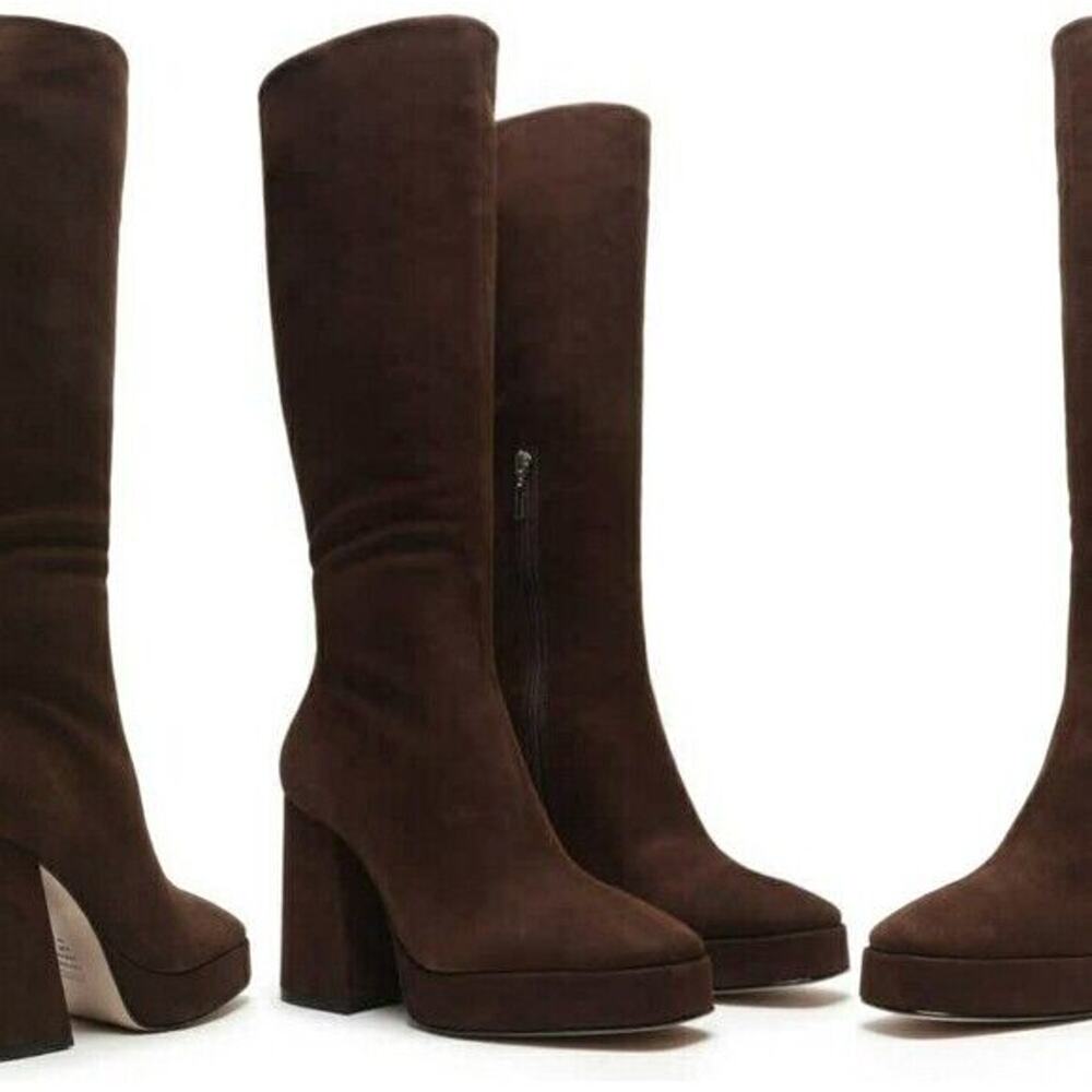 New Brown Suede Platform Boots Size 10 by Schutz